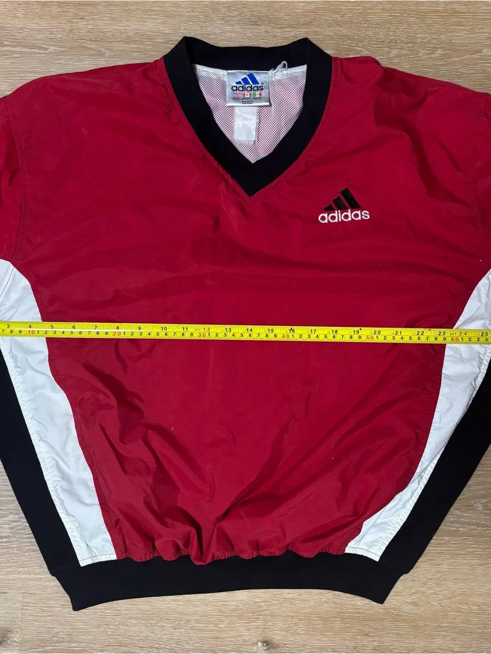 Vintage 90s Adidas Windbreaker Pullover Mens Medium Red Lined Pullover Rare